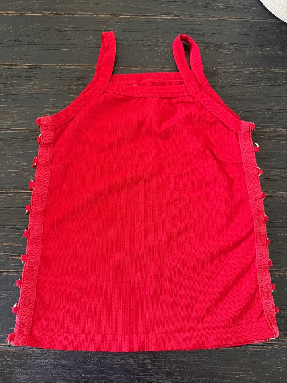 Red Ribbed Tank Top